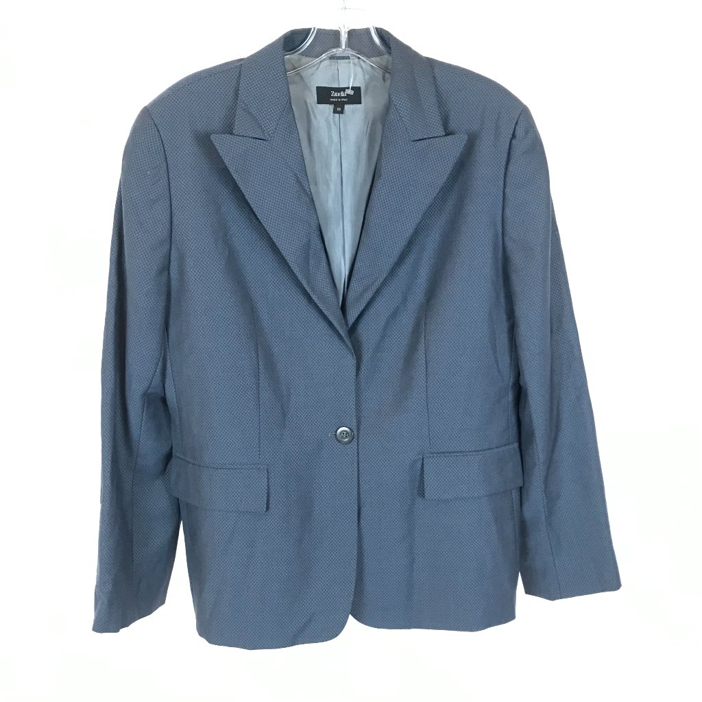 Nwot Women Size 12 Zanella Italy Maria Pure Wool Notched Lapel One-Button Blazer